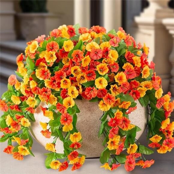 Autumn Artificial Fake Hanging Flowers Plants for Outdoor Fall Decor, 2PCS - Picture 6 of 6